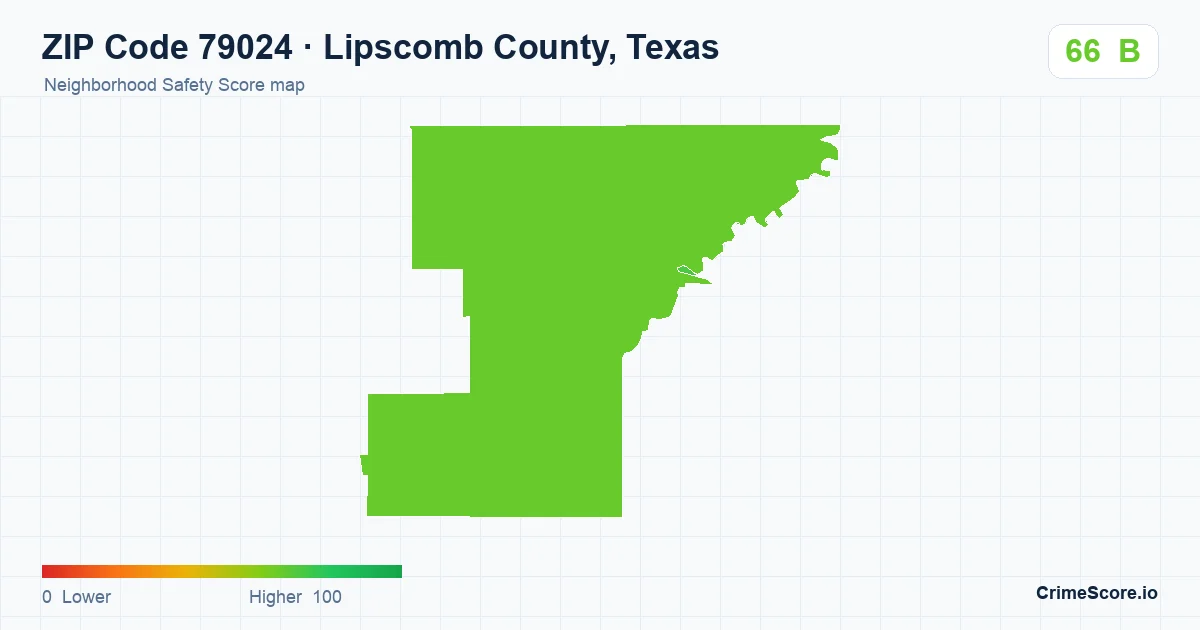 ZIP Code 79024 in Lipscomb County, Texas neighborhood Safety Score map