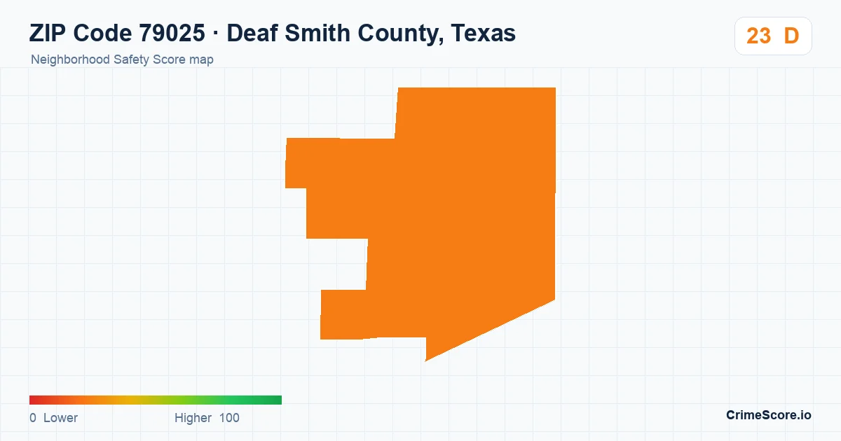 ZIP Code 79025 in Deaf Smith County, Texas neighborhood Safety Score map