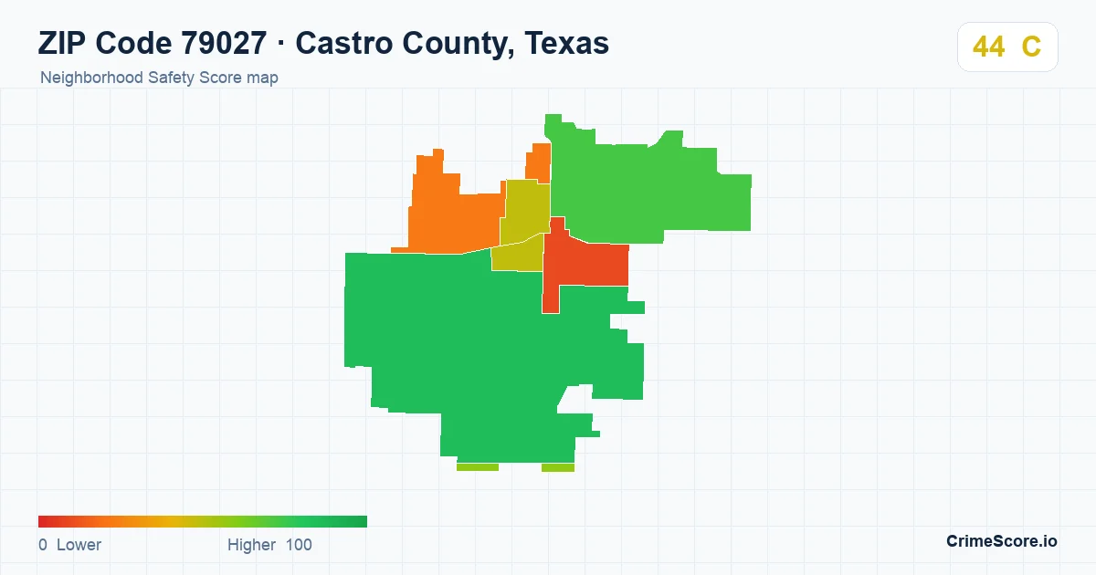 ZIP Code 79027 in Castro County, Texas neighborhood Safety Score map