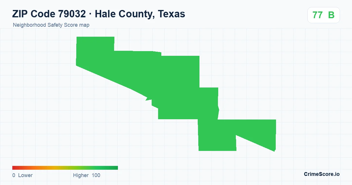 ZIP Code 79032 in Hale County, Texas neighborhood Safety Score map