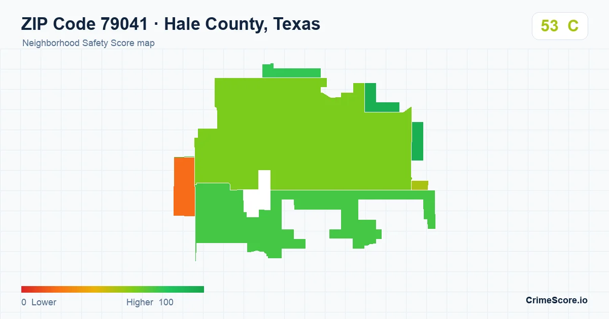 ZIP Code 79041 in Hale County, Texas neighborhood Safety Score map