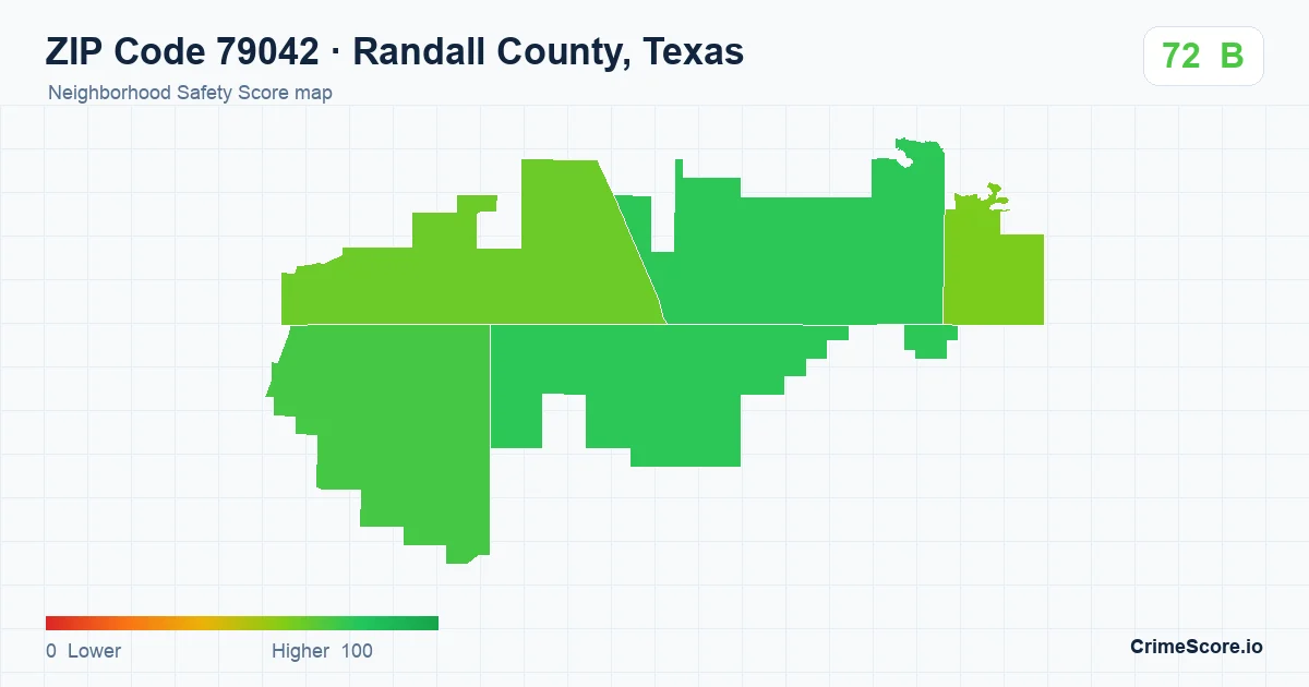 ZIP Code 79042 in Randall County, Texas neighborhood Safety Score map