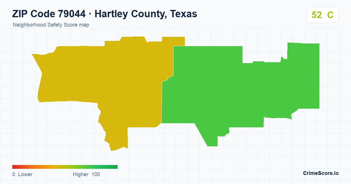 ZIP Code 79044 in Hartley County, Texas neighborhood Safety Score map