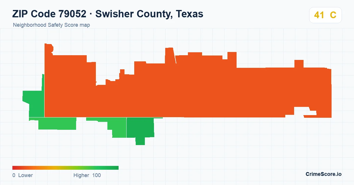 ZIP Code 79052 in Swisher County, Texas neighborhood Safety Score map