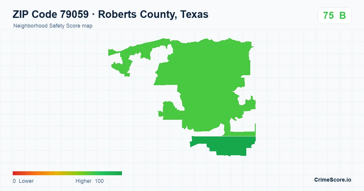 ZIP Code 79059 in Roberts County, Texas neighborhood Safety Score map