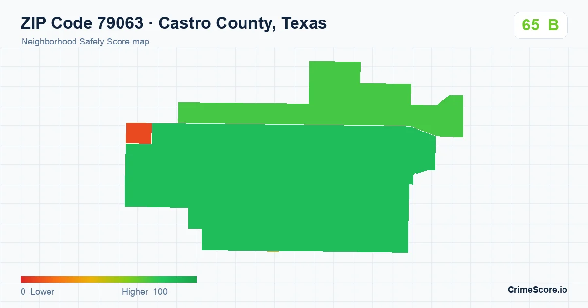 ZIP Code 79063 in Castro County, Texas neighborhood Safety Score map