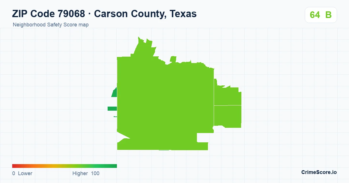 ZIP Code 79068 in Carson County, Texas neighborhood Safety Score map