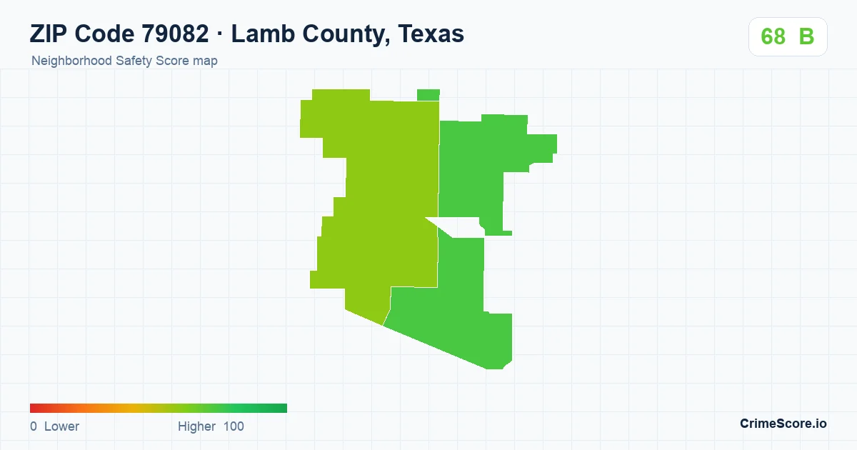 ZIP Code 79082 in Lamb County, Texas neighborhood Safety Score map