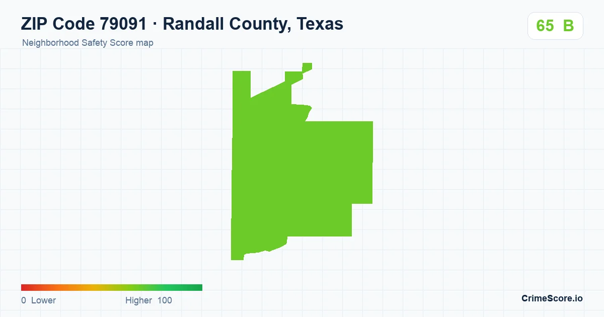 ZIP Code 79091 in Randall County, Texas neighborhood Safety Score map