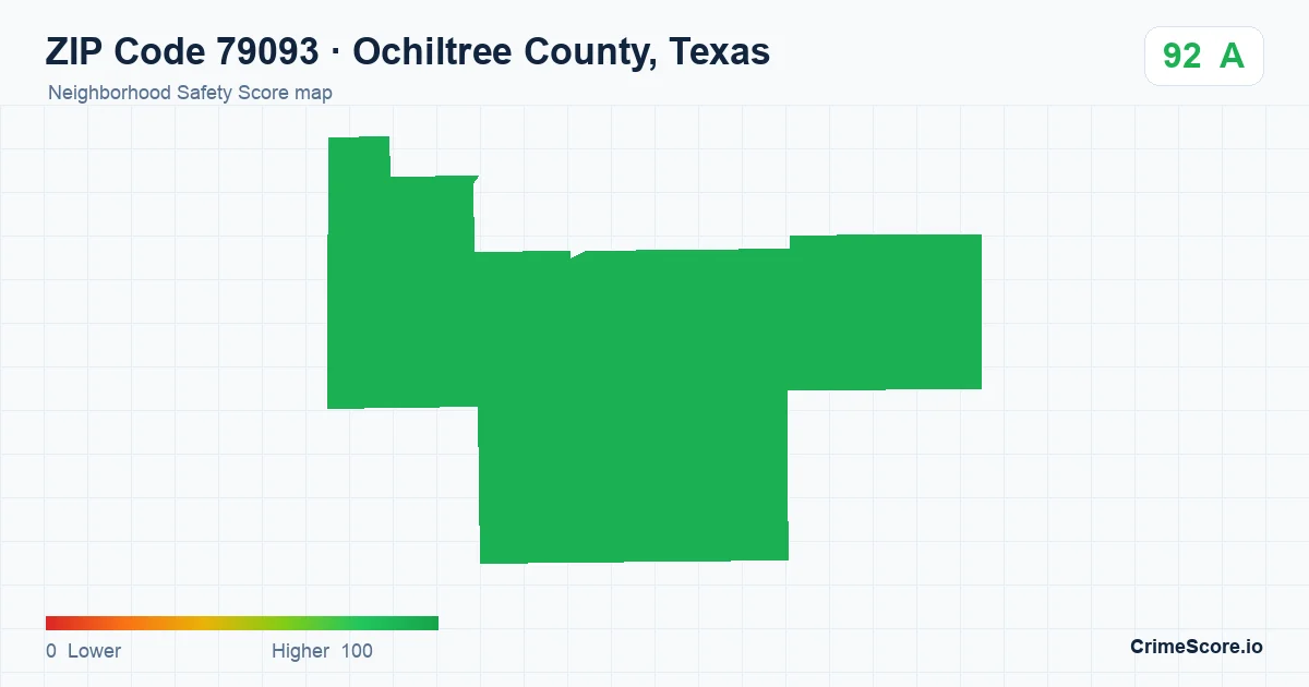 ZIP Code 79093 in Ochiltree County, Texas neighborhood Safety Score map
