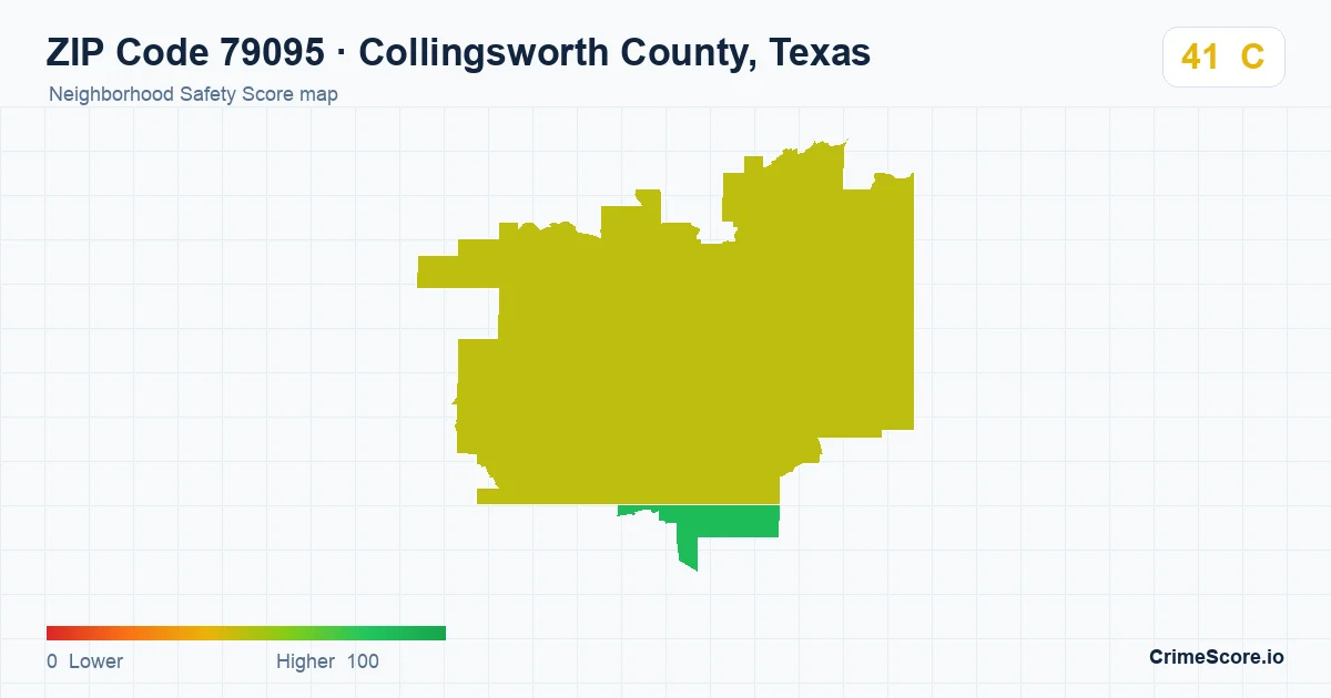 ZIP Code 79095 in Collingsworth County, Texas neighborhood Safety Score map