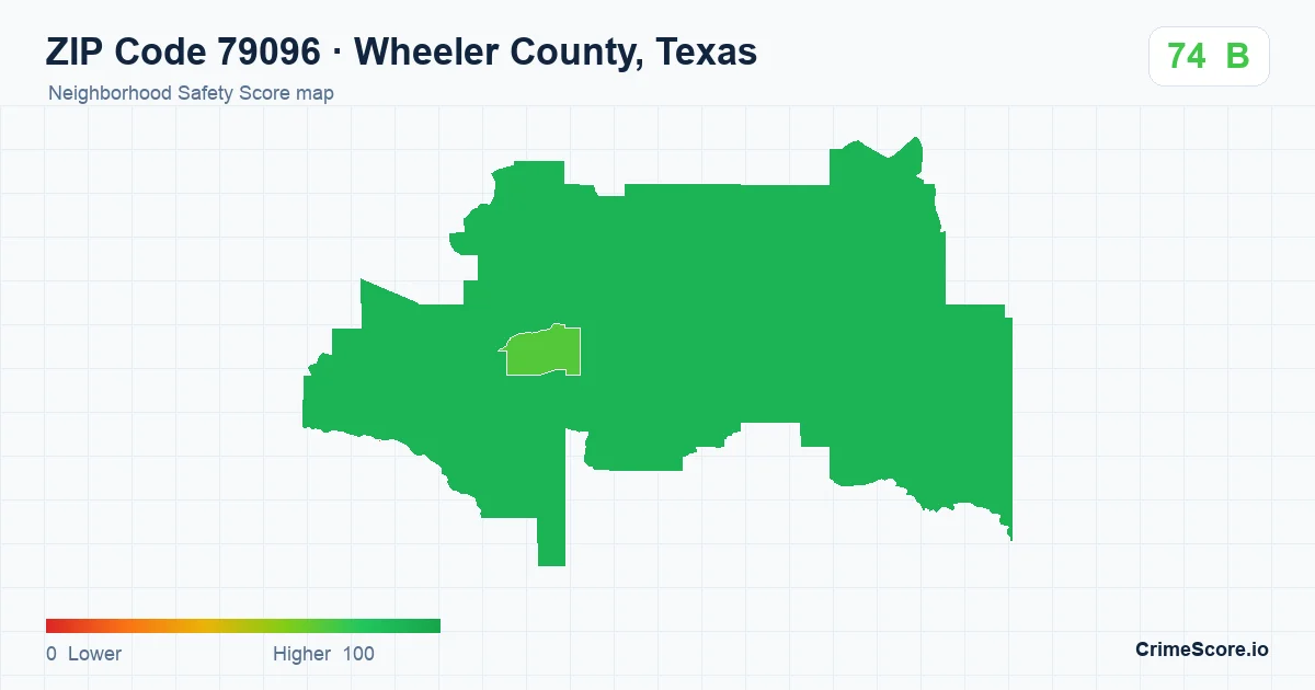 ZIP Code 79096 in Wheeler County, Texas neighborhood Safety Score map
