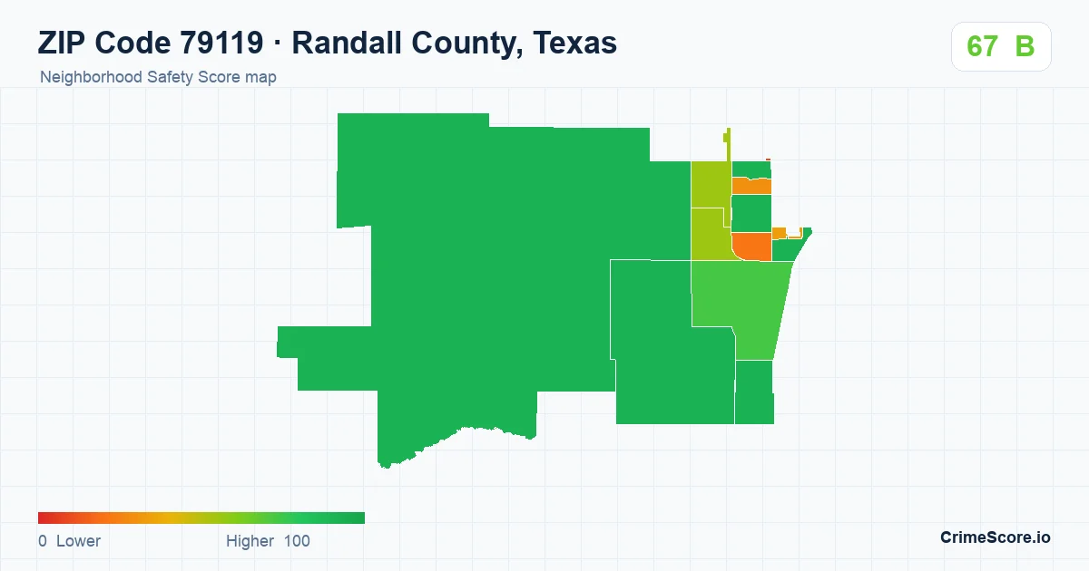 ZIP Code 79119 in Randall County, Texas neighborhood Safety Score map