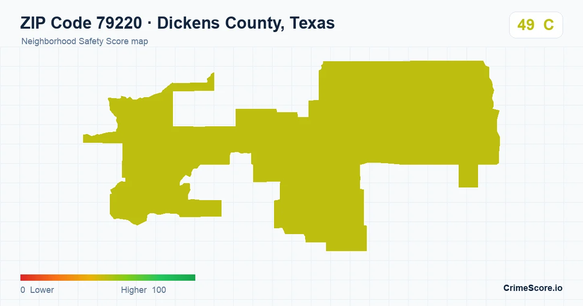 ZIP Code 79220 in Dickens County, Texas neighborhood Safety Score map