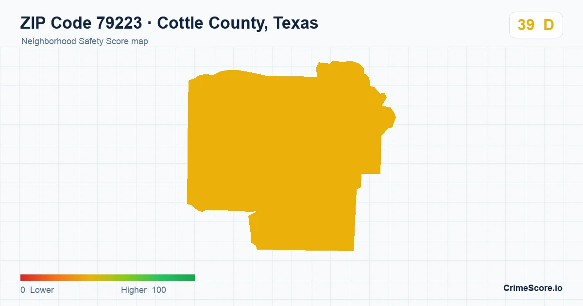 ZIP Code 79223 in Cottle County, Texas neighborhood Safety Score map