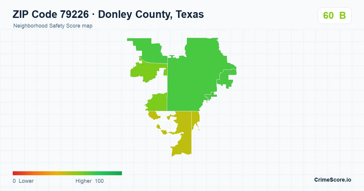 ZIP Code 79226 in Donley County, Texas neighborhood Safety Score map