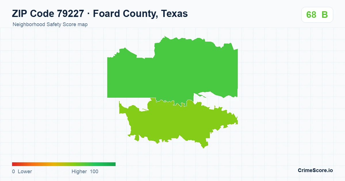 ZIP Code 79227 in Foard County, Texas neighborhood Safety Score map