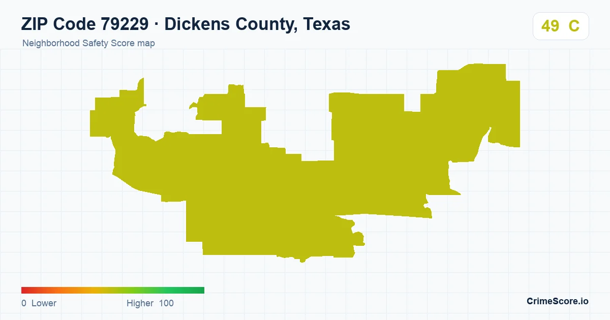 ZIP Code 79229 in Dickens County, Texas neighborhood Safety Score map