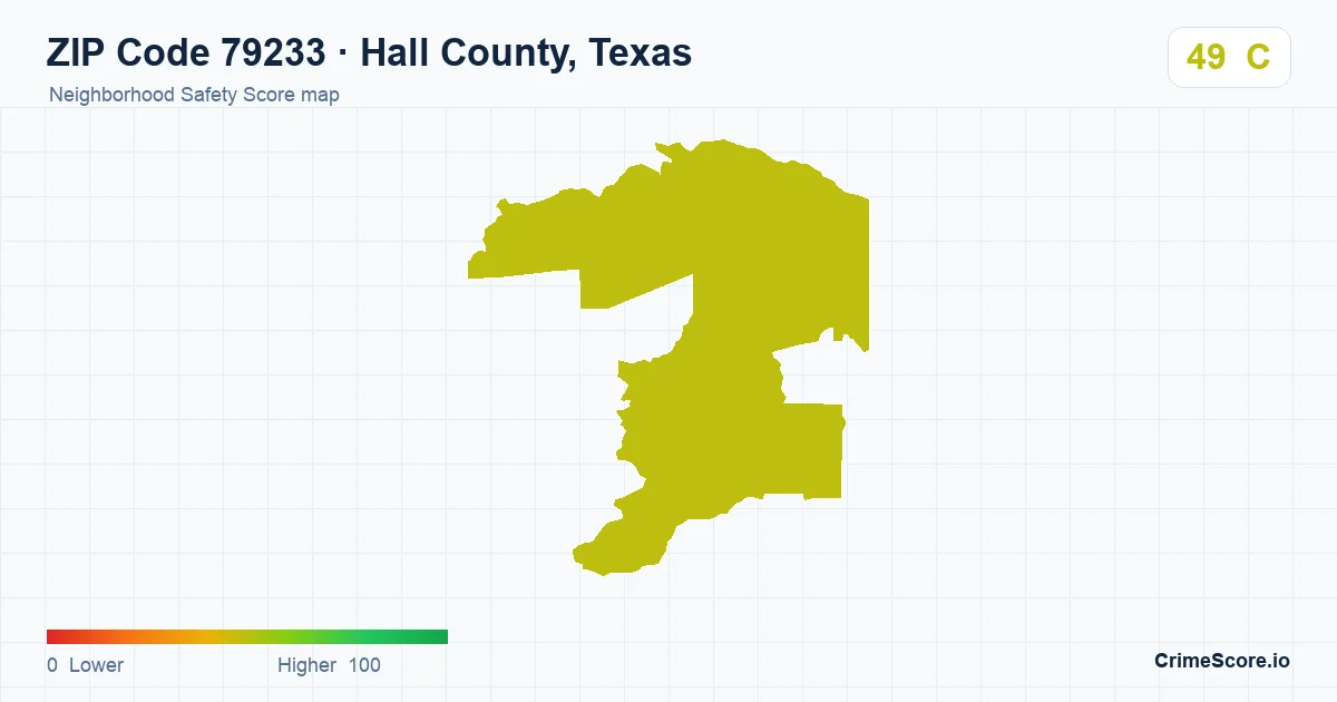 ZIP Code 79233 in Hall County, Texas neighborhood Safety Score map