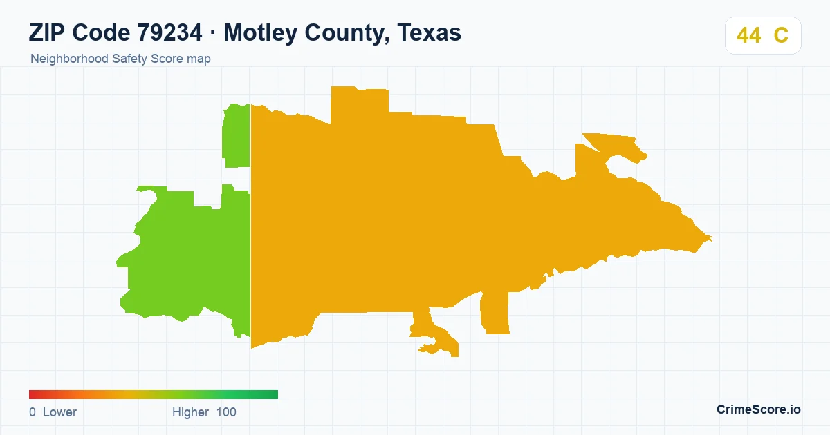 ZIP Code 79234 in Motley County, Texas neighborhood Safety Score map