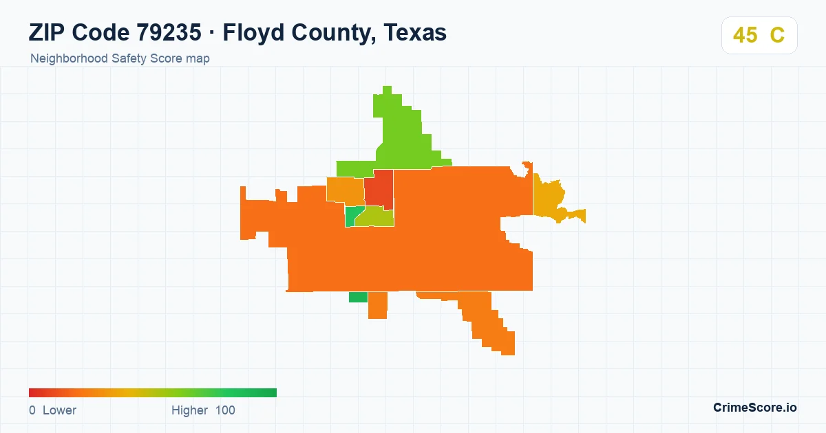 ZIP Code 79235 in Floyd County, Texas neighborhood Safety Score map