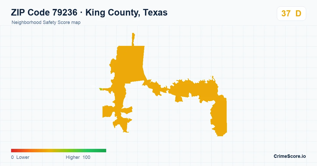 ZIP Code 79236 in King County, Texas neighborhood Safety Score map