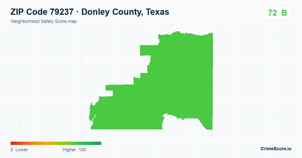 ZIP Code 79237 in Donley County, Texas neighborhood Safety Score map