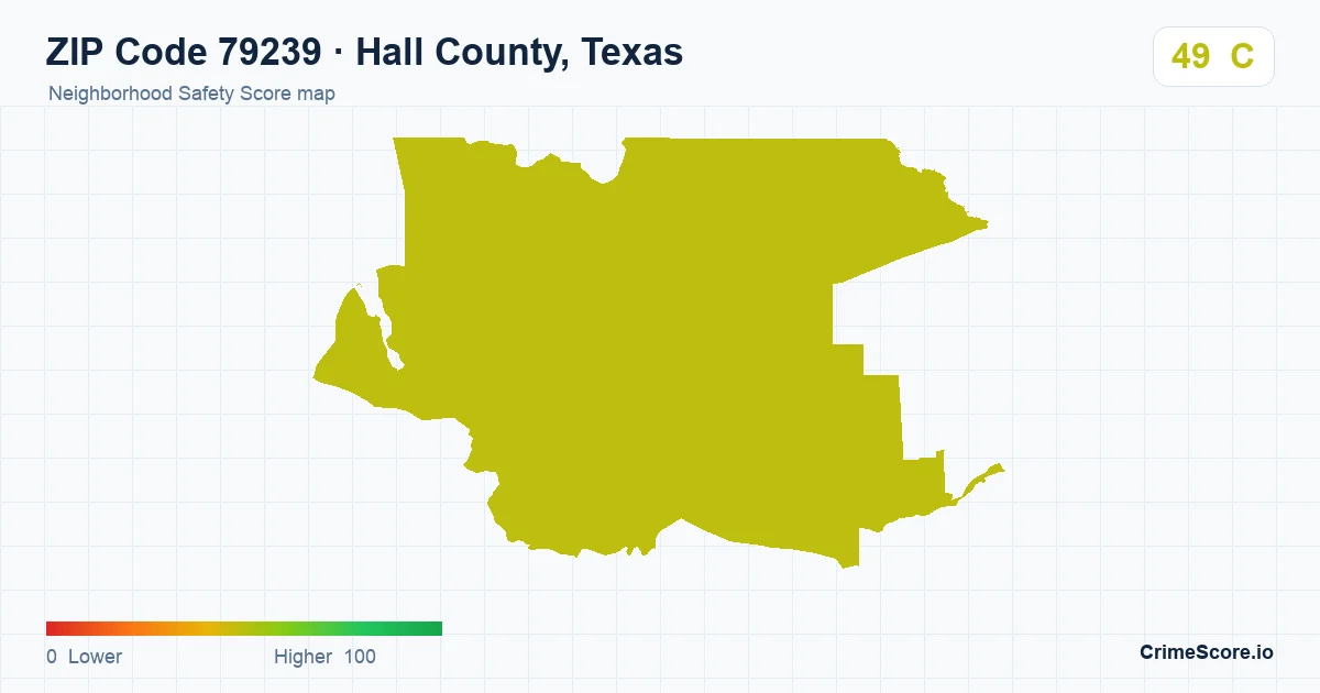 ZIP Code 79239 in Hall County, Texas neighborhood Safety Score map