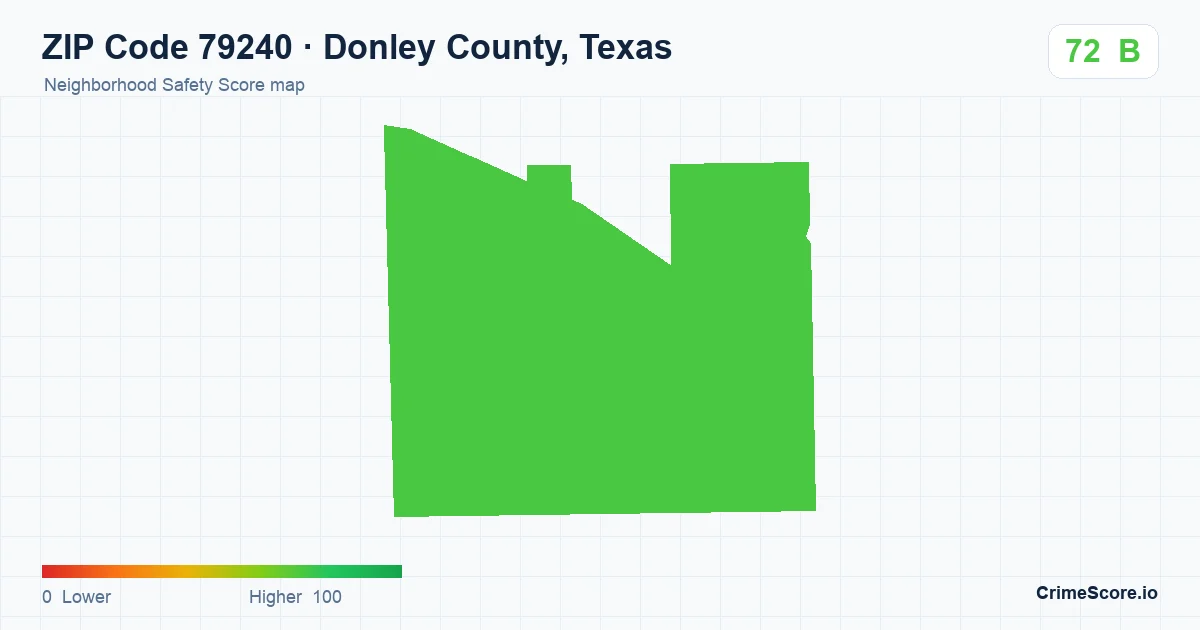 ZIP Code 79240 in Donley County, Texas neighborhood Safety Score map
