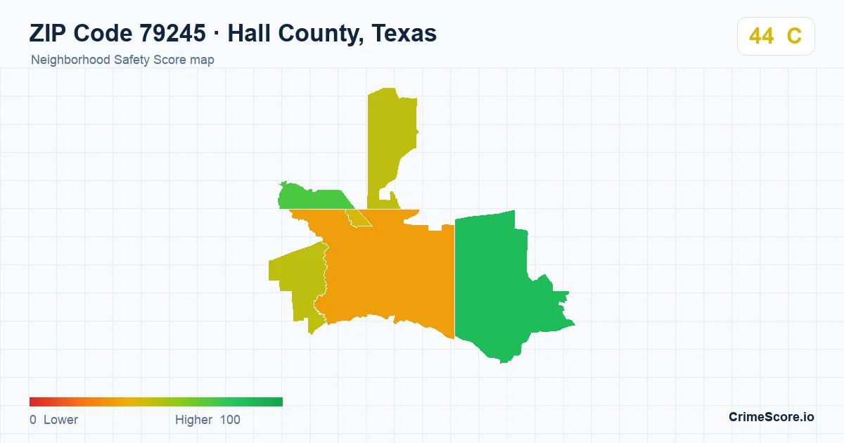 ZIP Code 79245 in Hall County, Texas neighborhood Safety Score map