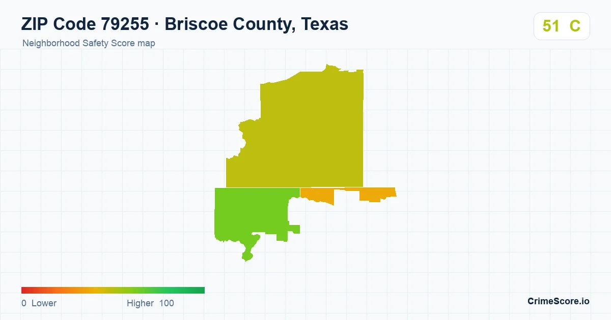 ZIP Code 79255 in Briscoe County, Texas neighborhood Safety Score map