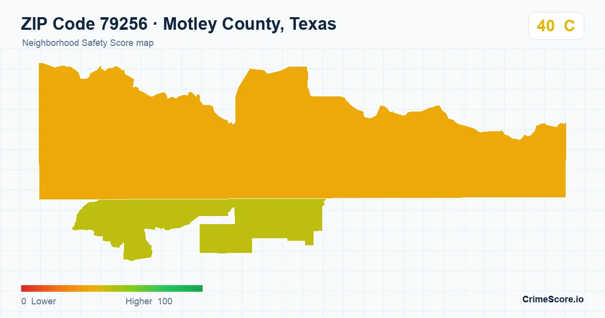 ZIP Code 79256 in Motley County, Texas neighborhood Safety Score map