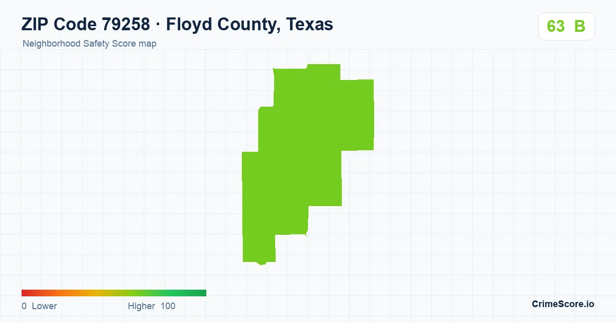 ZIP Code 79258 in Floyd County, Texas neighborhood Safety Score map