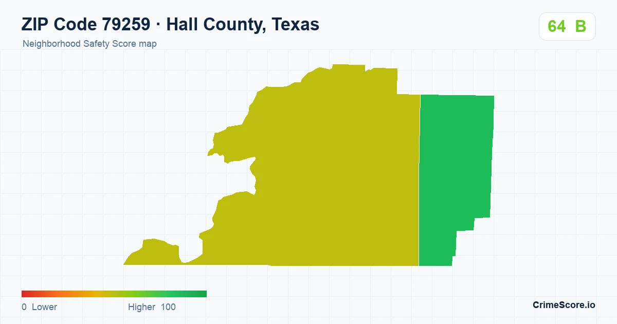 ZIP Code 79259 in Hall County, Texas neighborhood Safety Score map