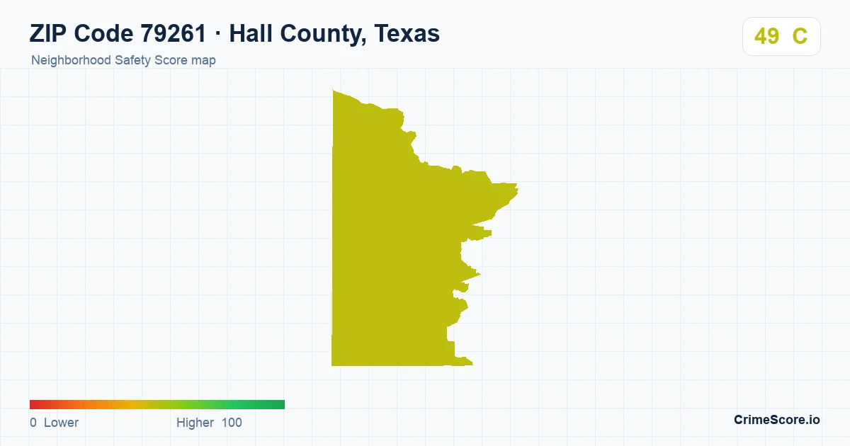 ZIP Code 79261 in Hall County, Texas neighborhood Safety Score map