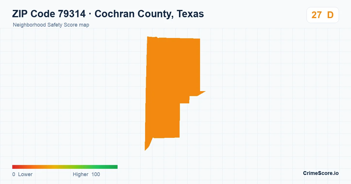 ZIP Code 79314 in Cochran County, Texas neighborhood Safety Score map