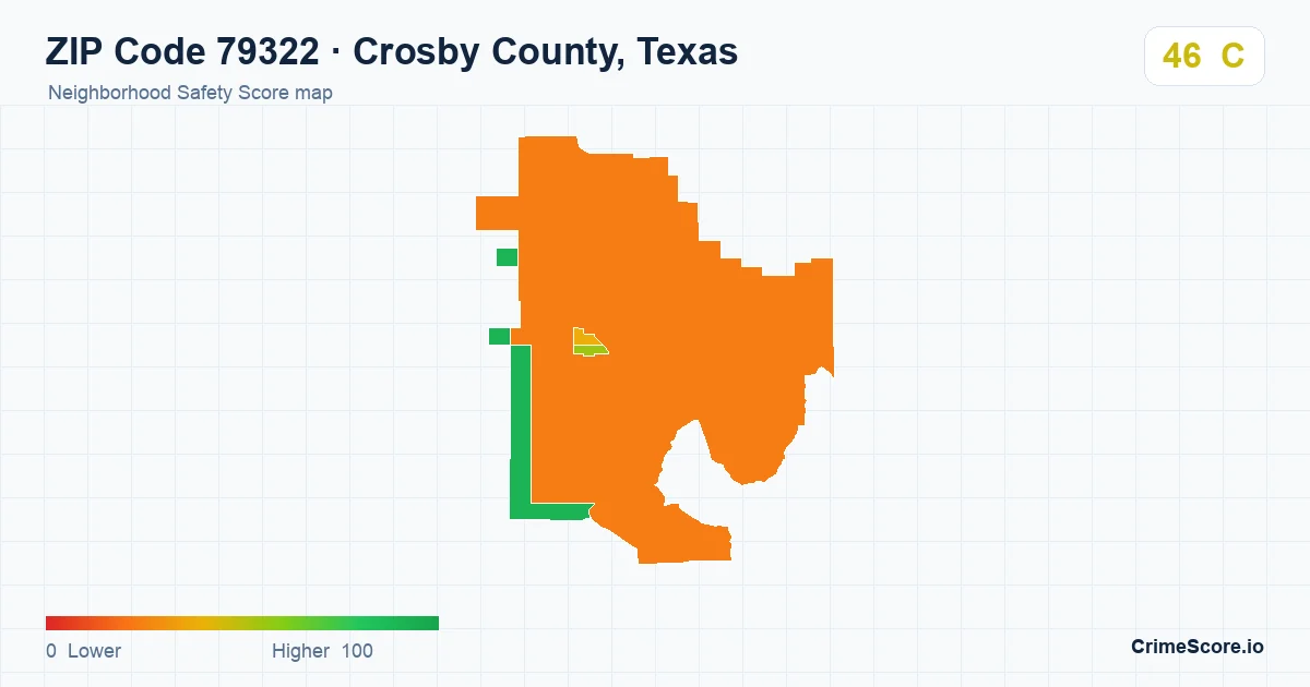 ZIP Code 79322 in Crosby County, Texas neighborhood Safety Score map