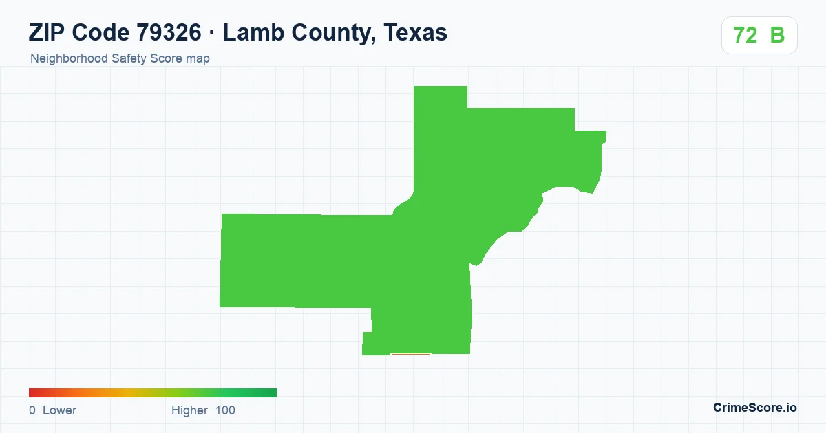 ZIP Code 79326 in Lamb County, Texas neighborhood Safety Score map