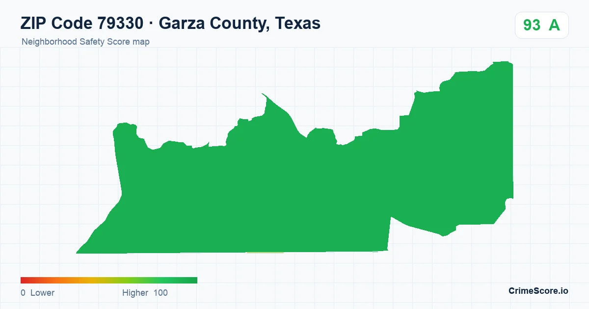 ZIP Code 79330 in Garza County, Texas neighborhood Safety Score map