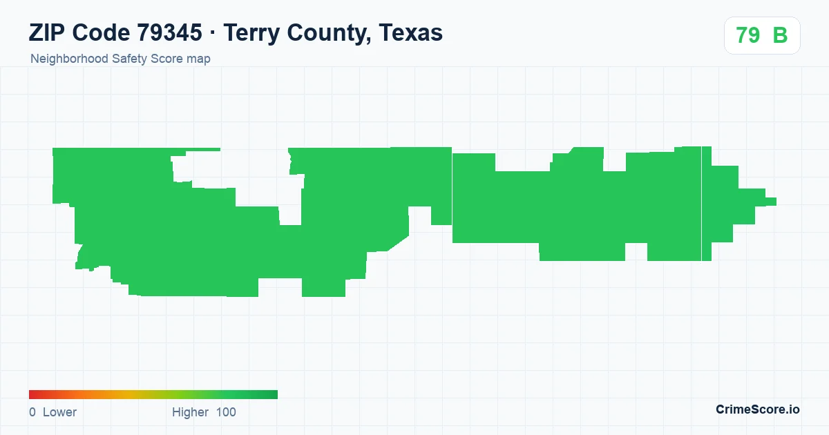 ZIP Code 79345 in Terry County, Texas neighborhood Safety Score map