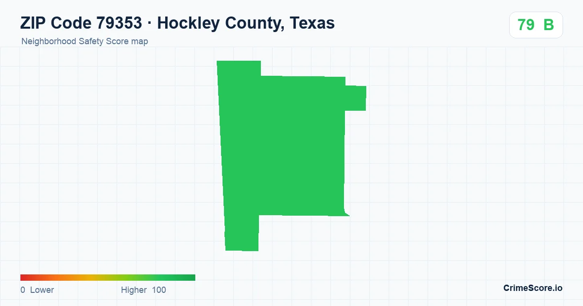ZIP Code 79353 in Hockley County, Texas neighborhood Safety Score map