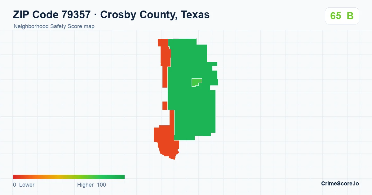 ZIP Code 79357 in Crosby County, Texas neighborhood Safety Score map