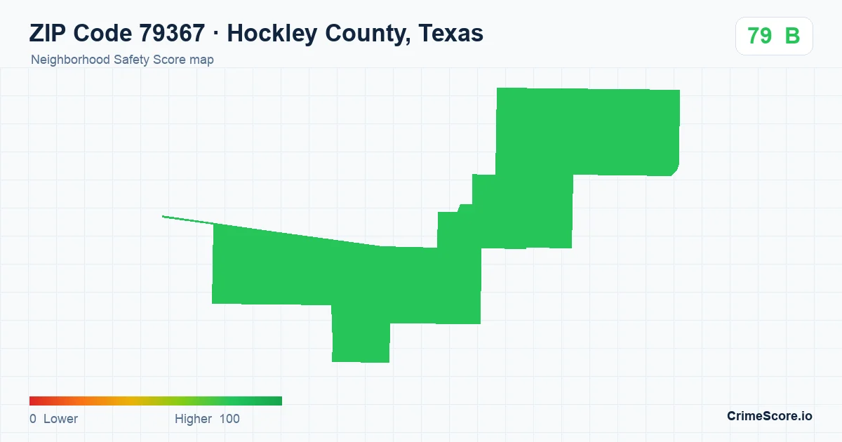 ZIP Code 79367 in Hockley County, Texas neighborhood Safety Score map