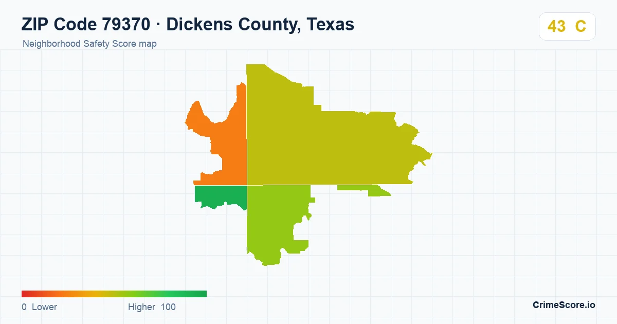 ZIP Code 79370 in Dickens County, Texas neighborhood Safety Score map