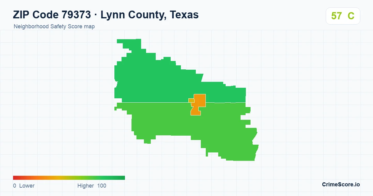 ZIP Code 79373 in Lynn County, Texas neighborhood Safety Score map
