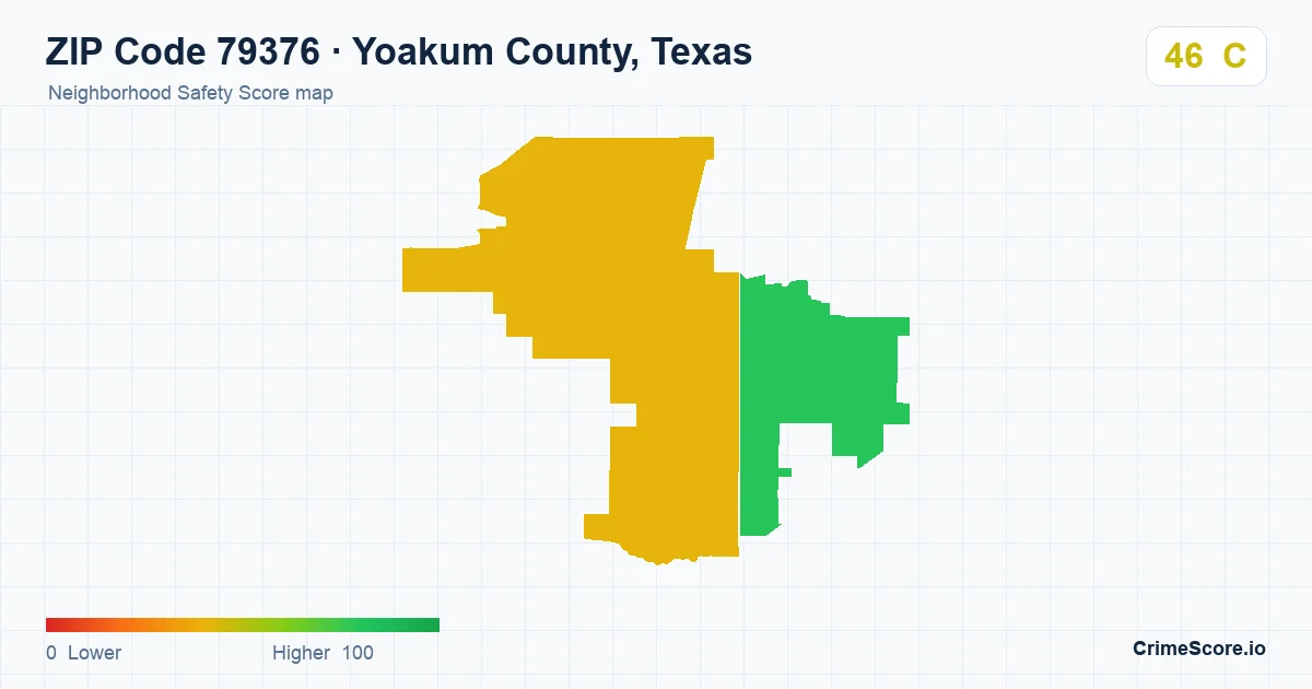 ZIP Code 79376 in Yoakum County, Texas neighborhood Safety Score map