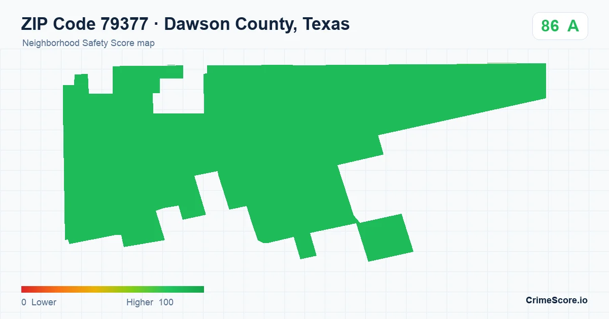 ZIP Code 79377 in Dawson County, Texas neighborhood Safety Score map
