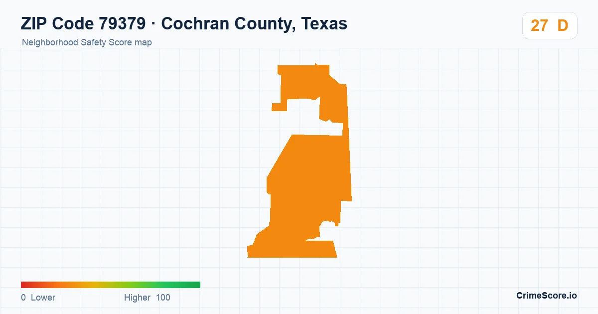 ZIP Code 79379 in Cochran County, Texas neighborhood Safety Score map