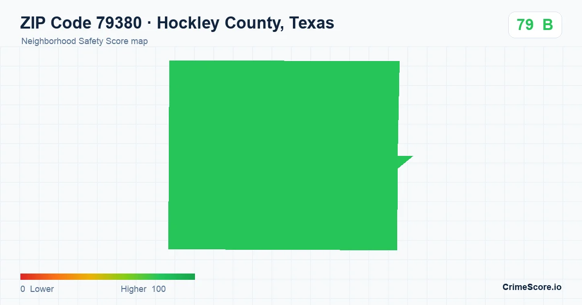 ZIP Code 79380 in Hockley County, Texas neighborhood Safety Score map