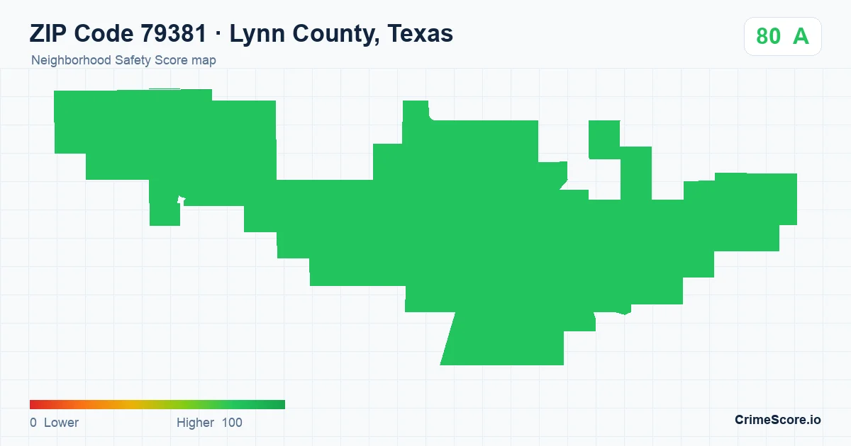 ZIP Code 79381 in Lynn County, Texas neighborhood Safety Score map